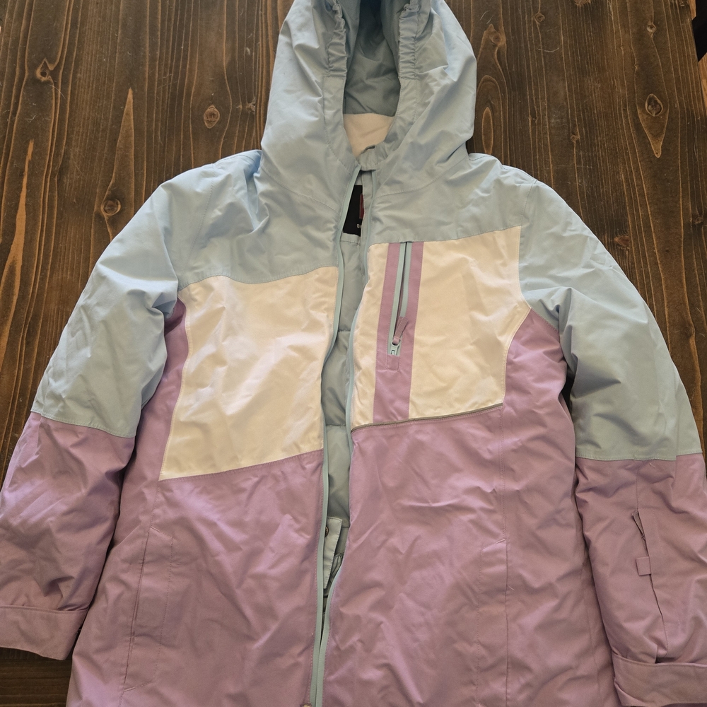 Pastel Hooded Colorblock Girls Ski/snowboard Coat
